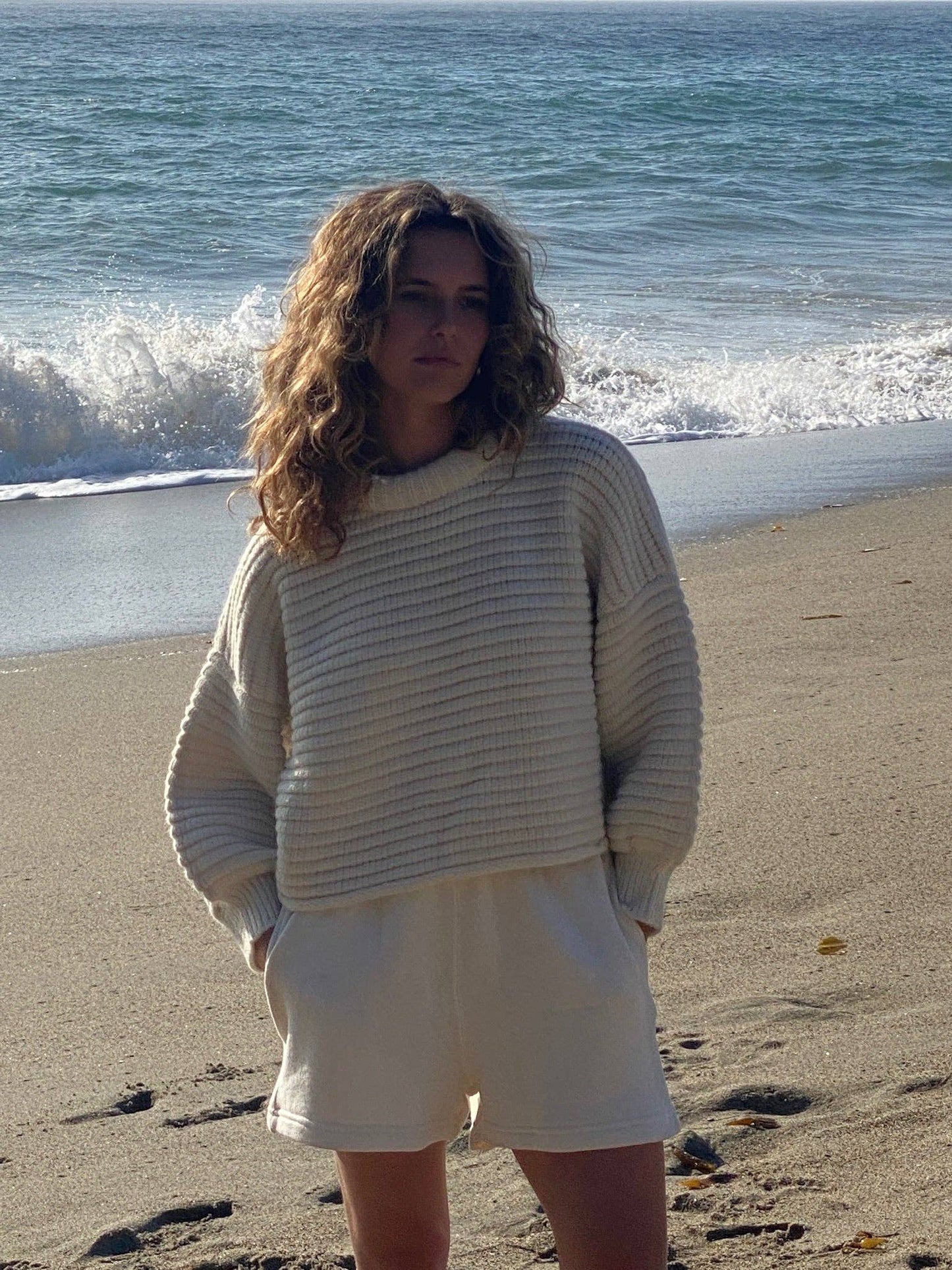 Na Nin - Romy Knitted Alpaca Balloon Sleeve Sweater: Tomato / O/S