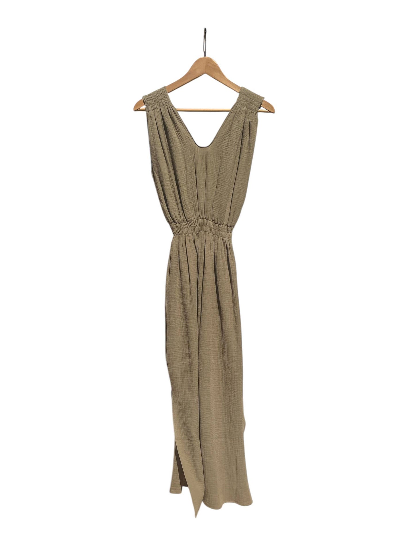 V Gathered greek dress in soft, organic, cotton: Navy blue
