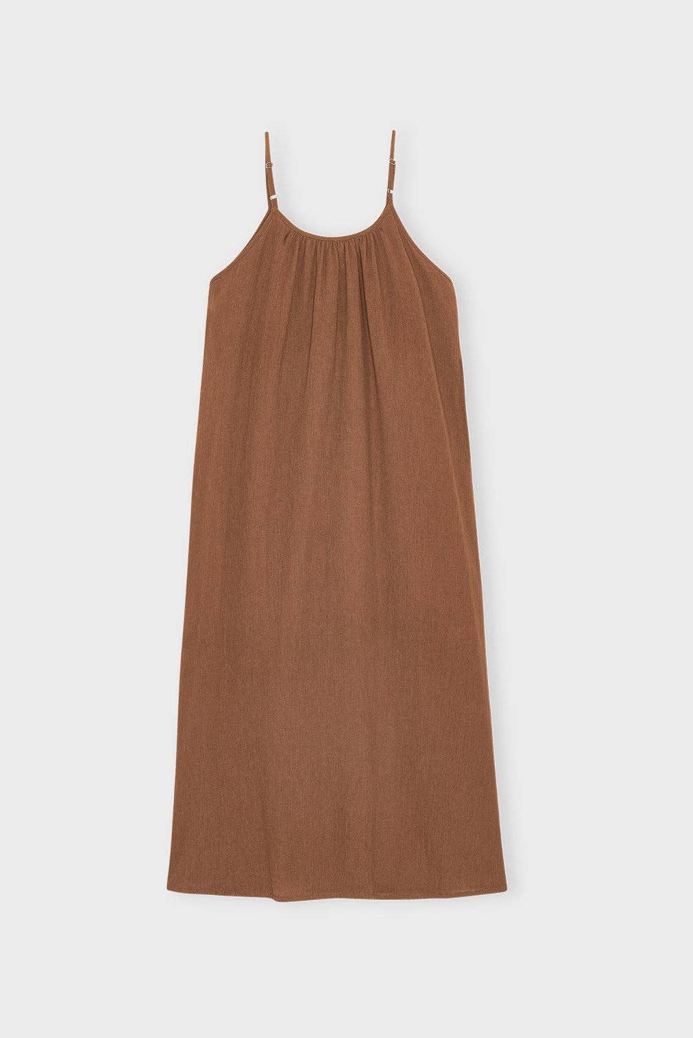 moshi moshi mind - Cave dress gauze: Dark terracotta / S