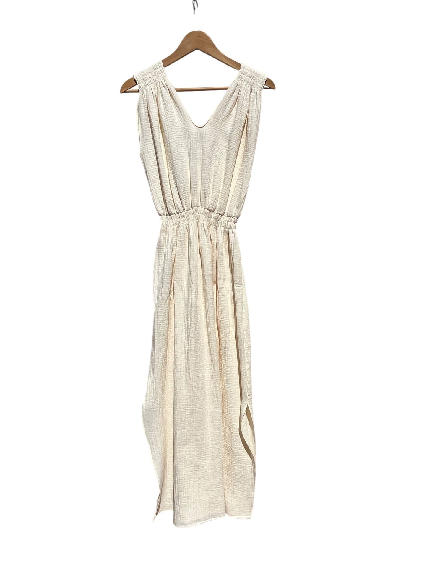 V Gathered greek dress in soft, organic, cotton: Navy blue