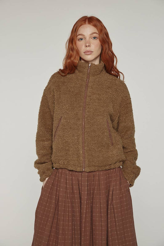 Amente - Wool high-neck bomber jacket: Olive / Solid / XS/S