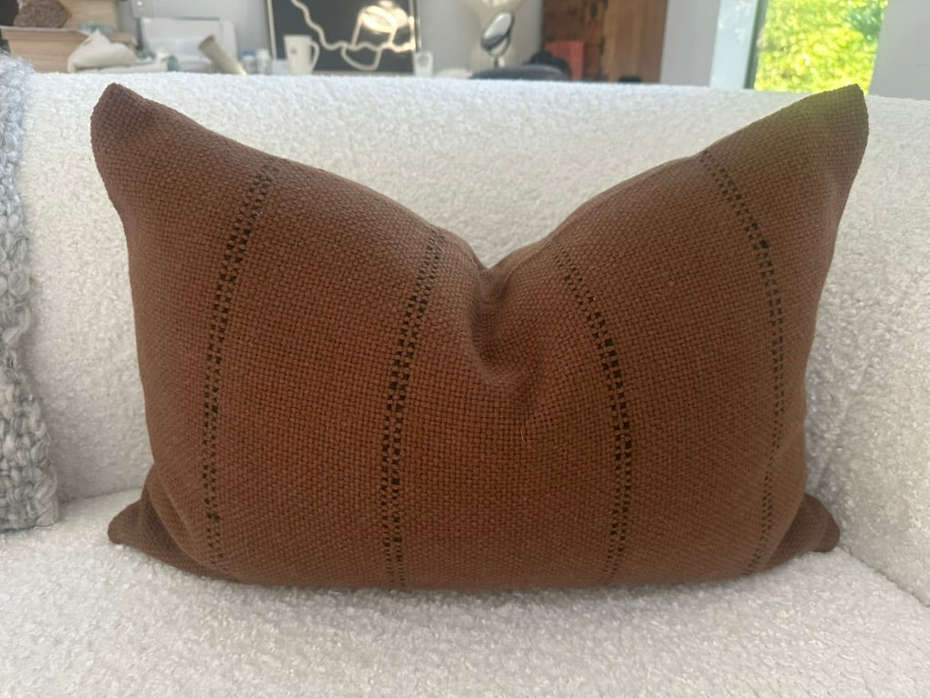 Makun Tobacco Lumbar Pillow from Treko Chile. 16'' x 24''