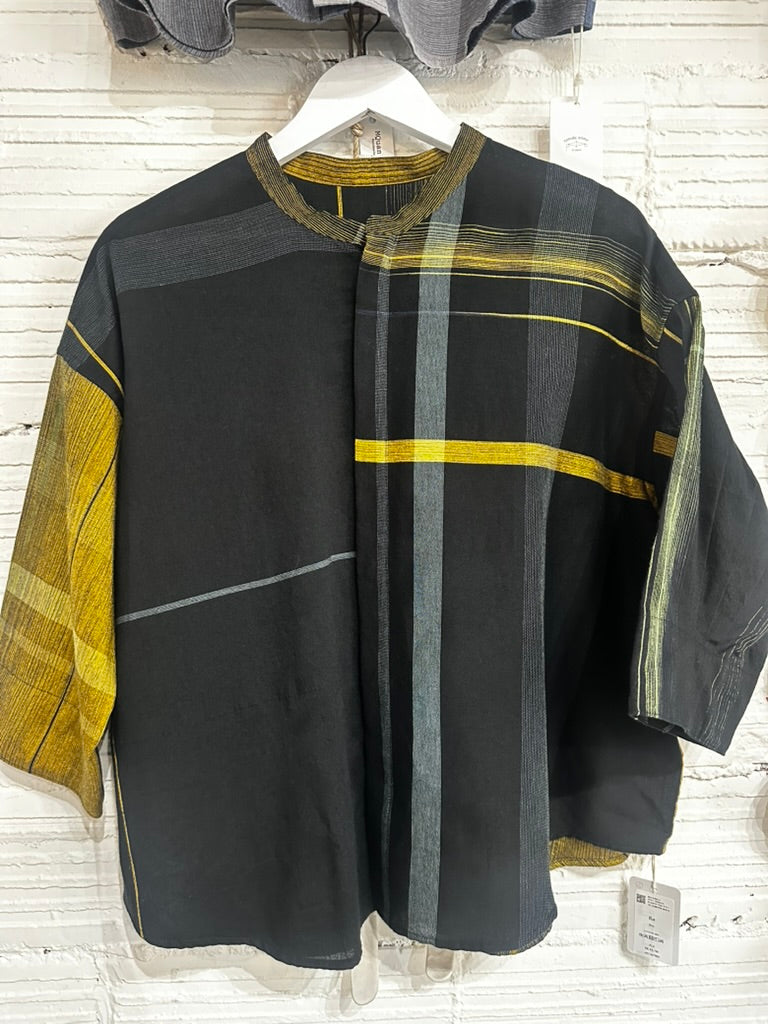 Flat Thin Collar Button Up, Organic Cotton Tamaki Niime