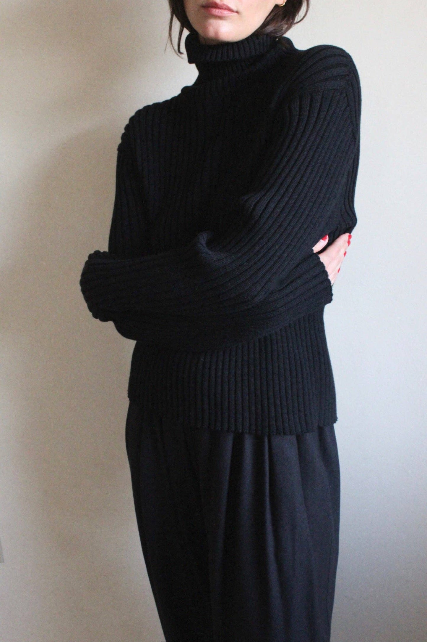 Na Nin - Montana Pima Cotton Turtleneck: Onyx / O/S