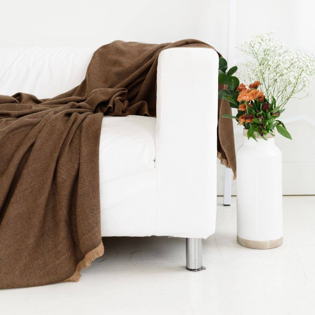 Plush Merino Handwoven Throw in Tobacco Leaf