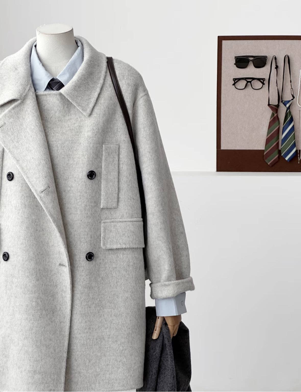 Merrin Double-Breasted Wool Coat -Cocoa Bean / One size-