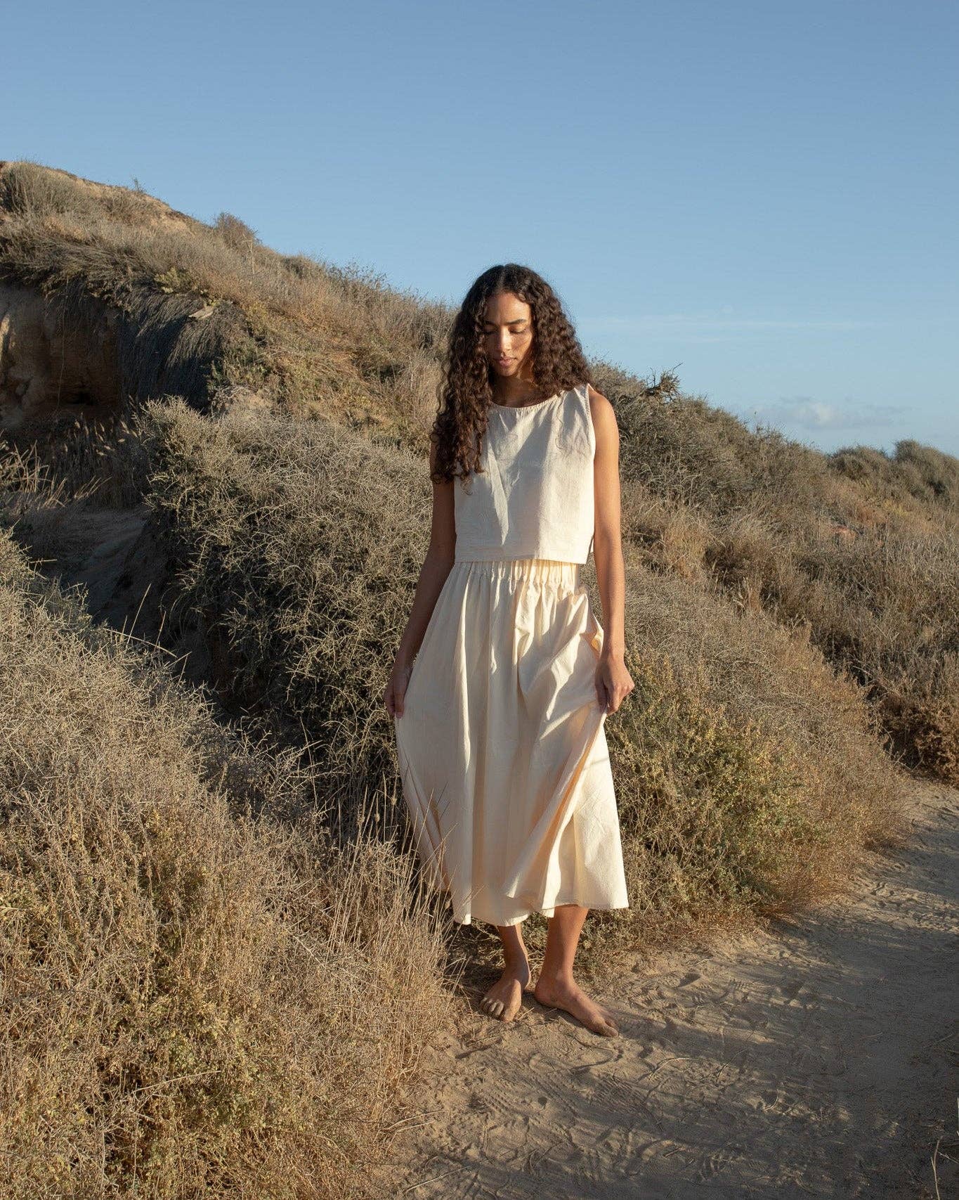 Honest Cotton - Palmer Skirt: Ivory / S/M
