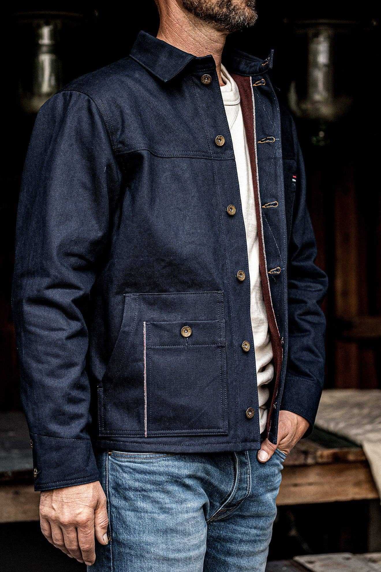 WiesMade - Men | Nico Chore Coat | Selvedge - Navy: Navy Raw Selvedge / M