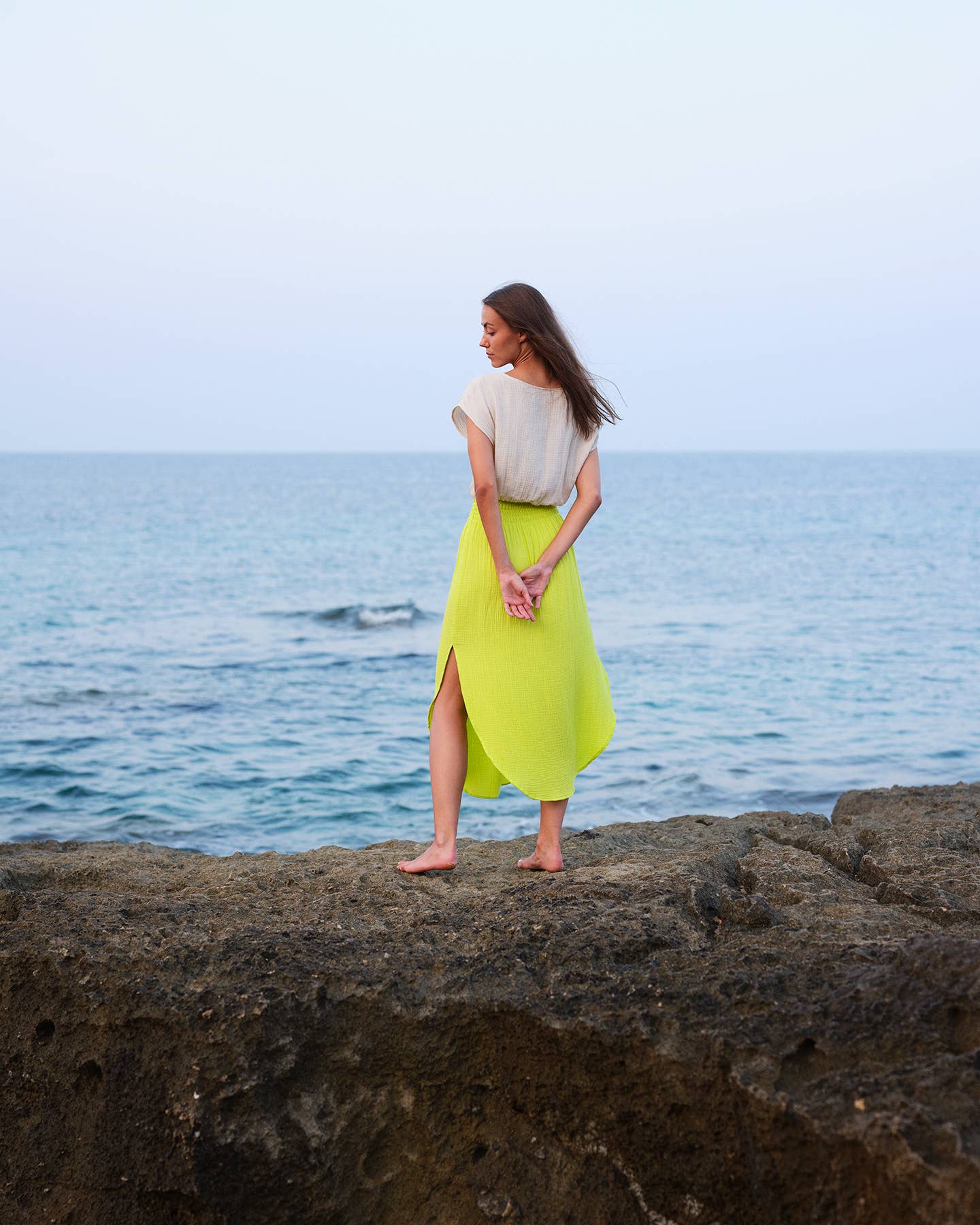 CECILIA SÖRENSEN - 734 MAIMÓ Gathered dress in soft organic cotton muslin: Navy blue