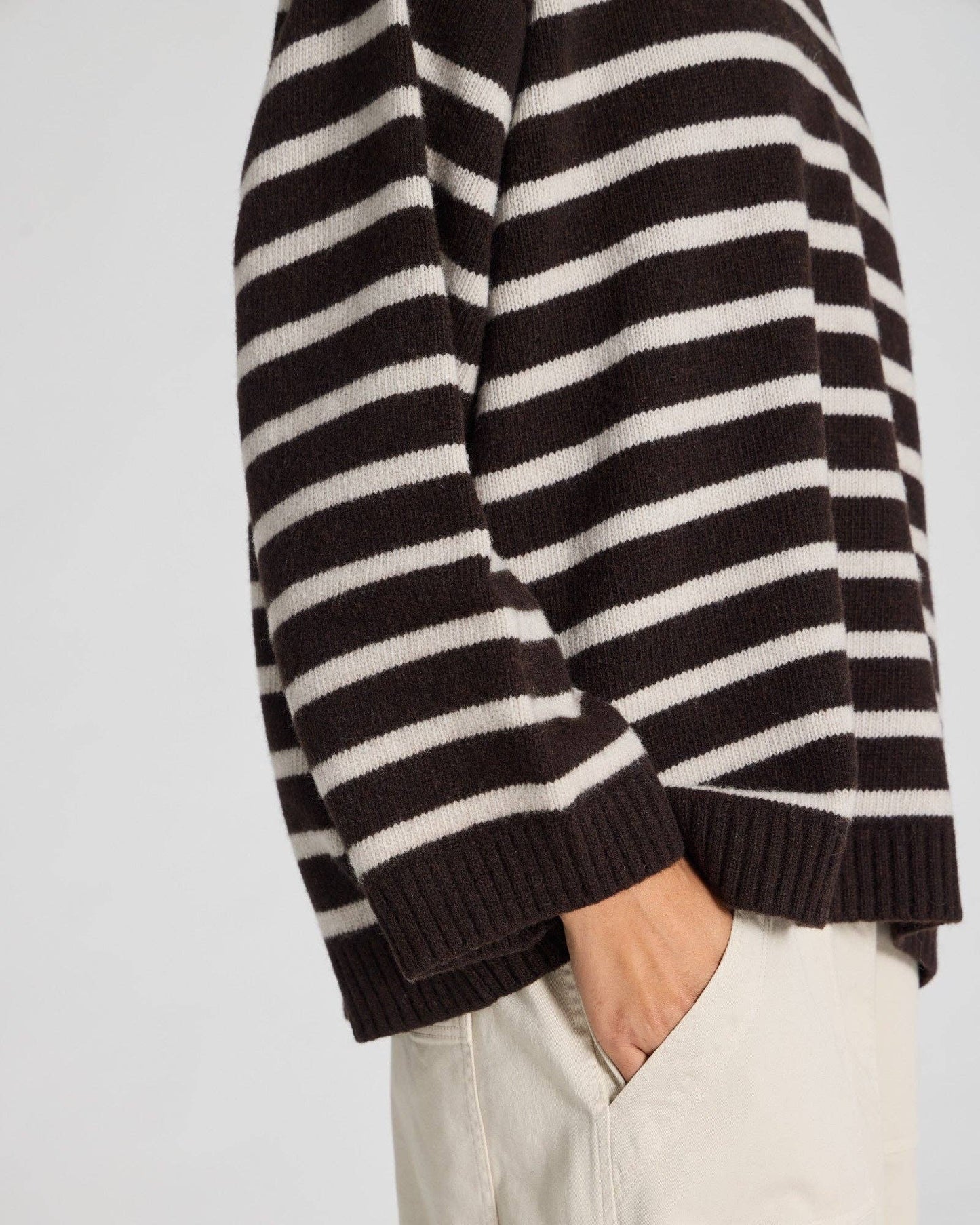Brigitte Stripe Lambswool Sweater in Mulch