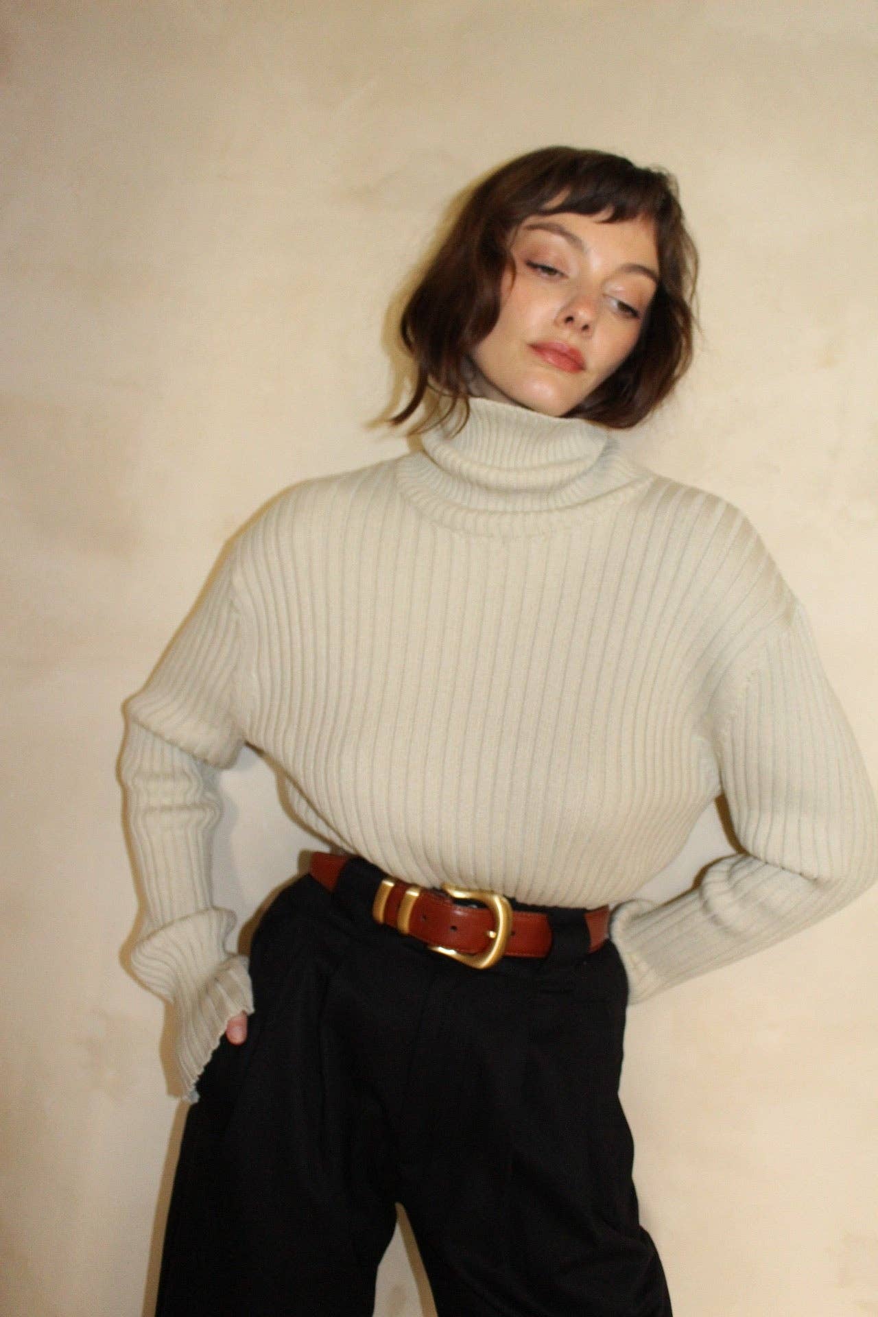 Na Nin - Montana Pima Cotton Turtleneck: Moss / O/S