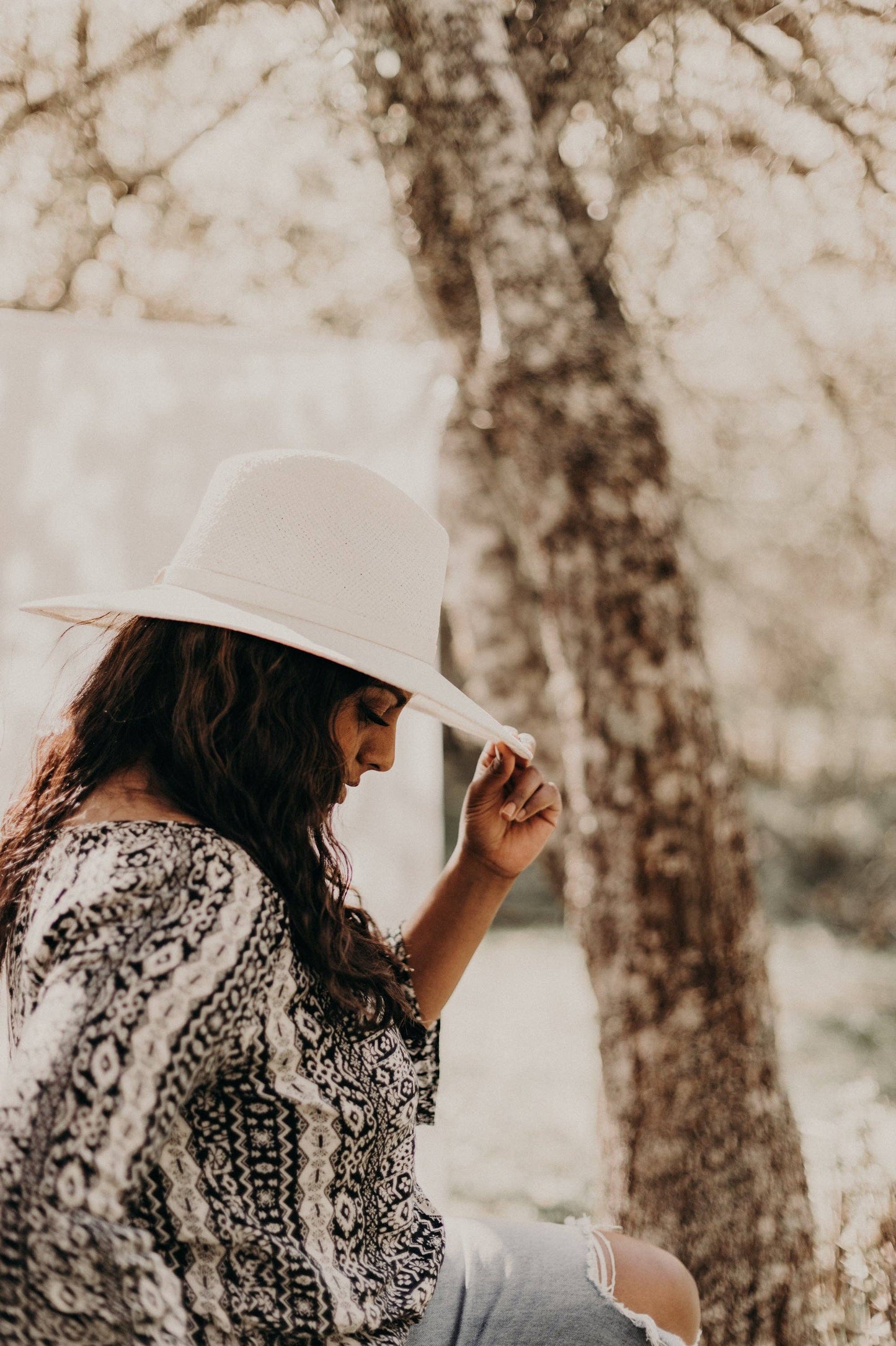 WEST VON - Blake | Paper Straw Fedora Wide Brim Hat | Cream: Small