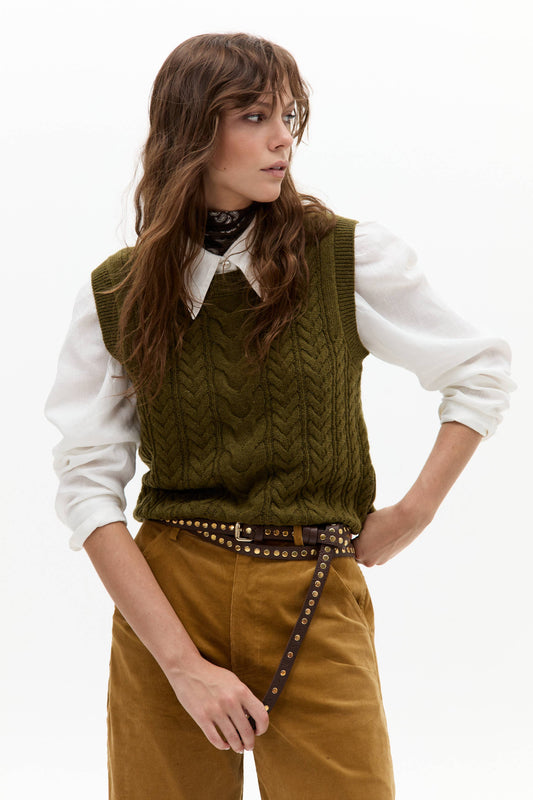 Otto Wool Blend Knitted Vest - Forest Green