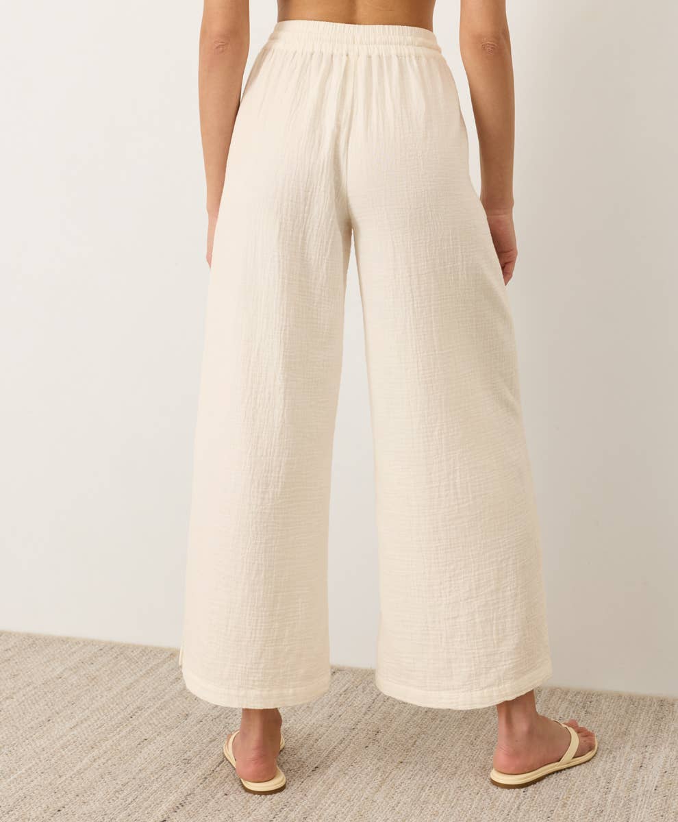 Pact - Women's Coastal Double Gauze Split Hem Pant: Cream / Extra Small