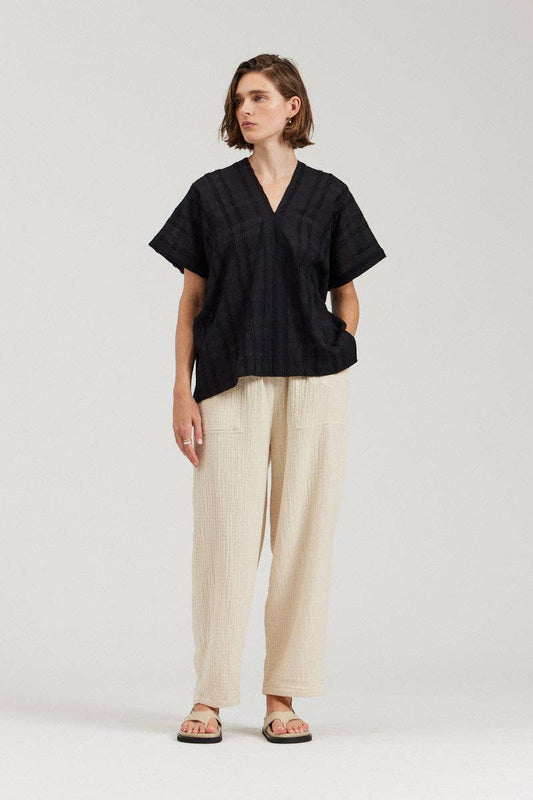 there. elsewhere - Boxy Textured Blouse: Black / Small