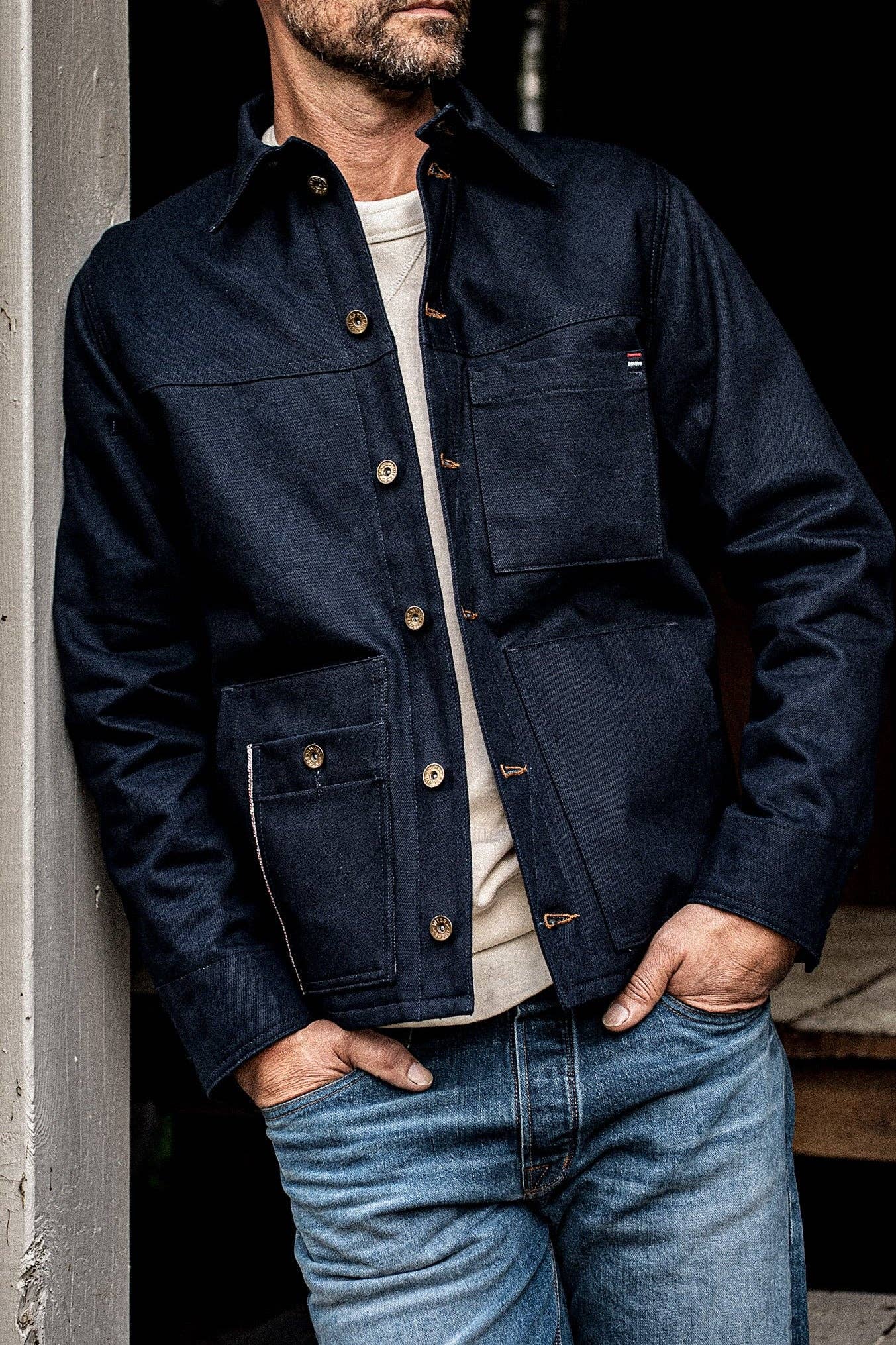 WiesMade - Men | Nico Chore Coat | Selvedge - Navy: Navy Raw Selvedge / M