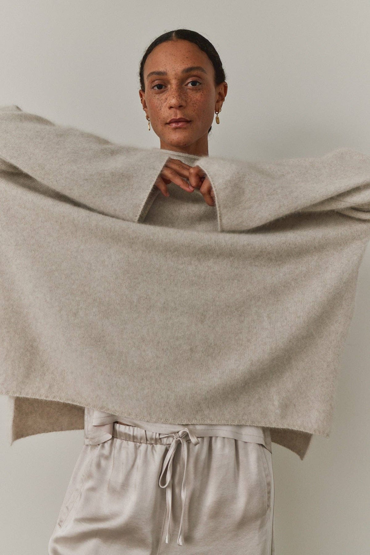 Mock Neck Side Slit Sweater