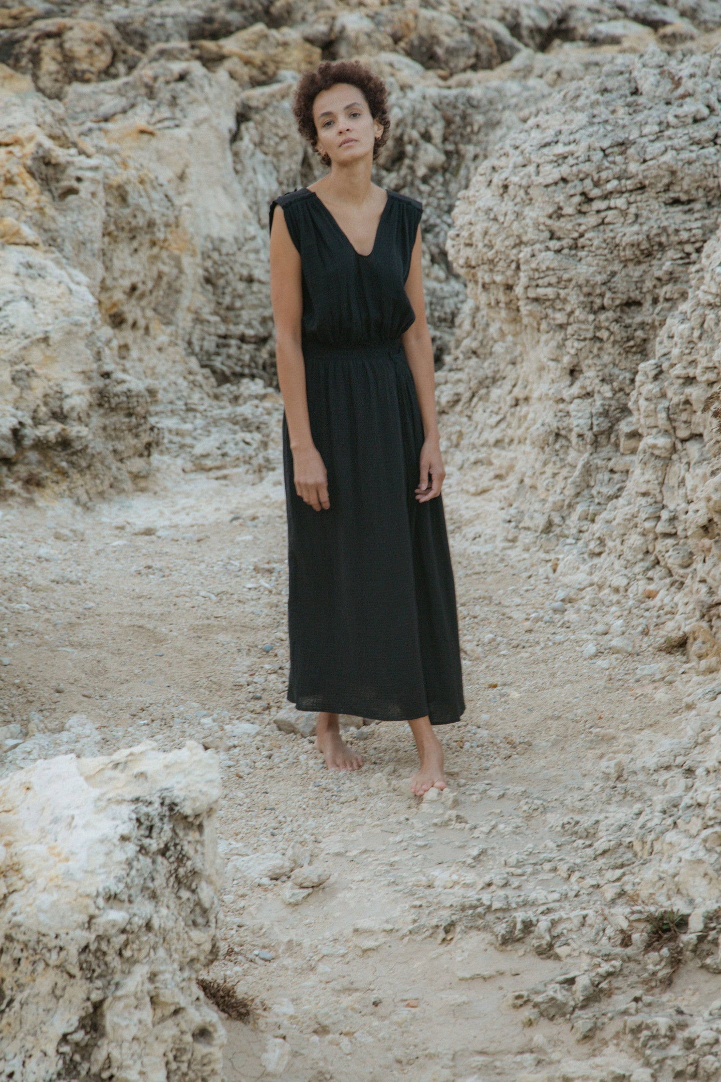 CECILIA SÖRENSEN - 789 ACACIA Dress in organic cotton muslin: Blue