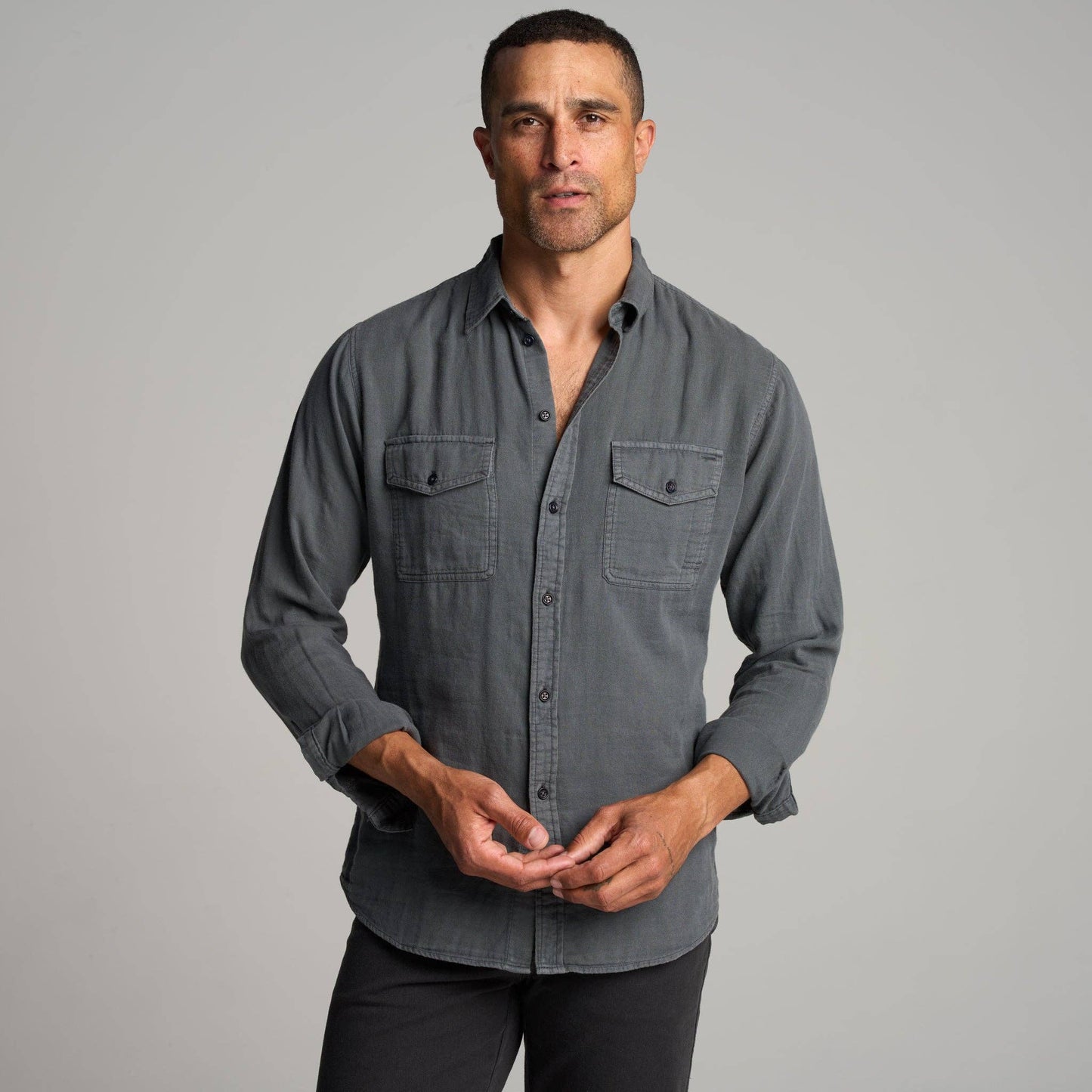 Rowan - Leeds Double Layer Cotton Gauze Shirt: Pacific / L / MWTP0010