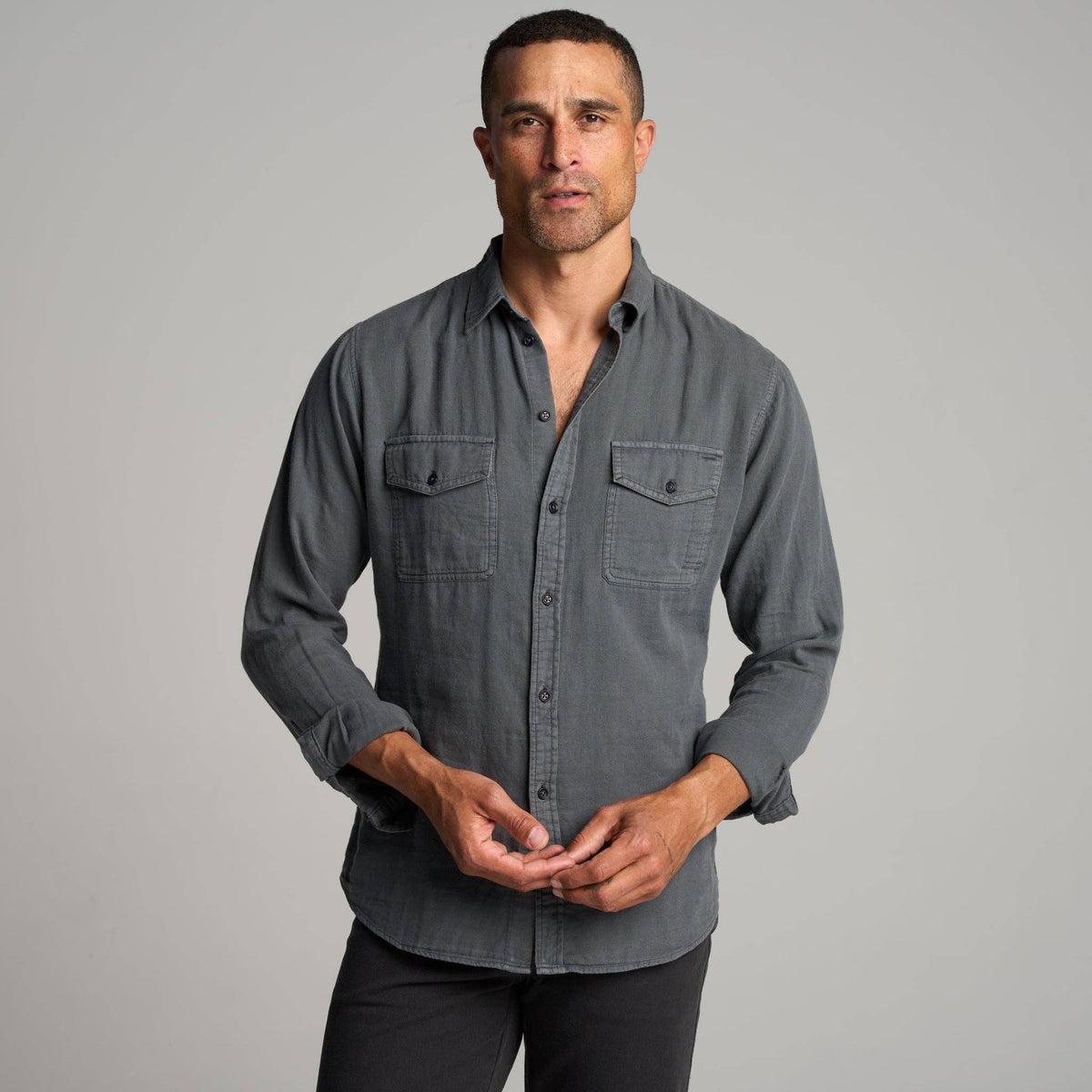 Rowan - Leeds Double Layer Cotton Gauze Shirt: Pacific / M / MWTP0010