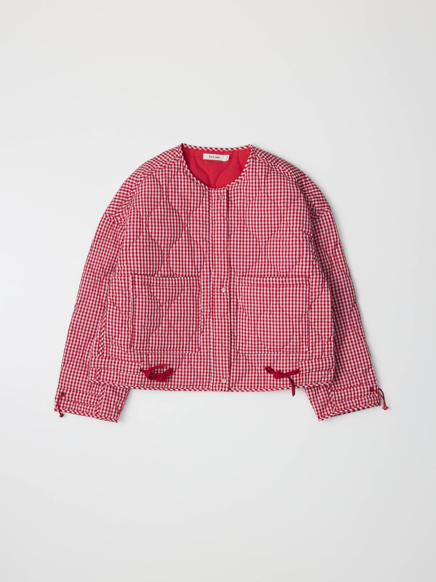 Quilted Gingham Cotton Cropper Jacket: Black / MEDIUM