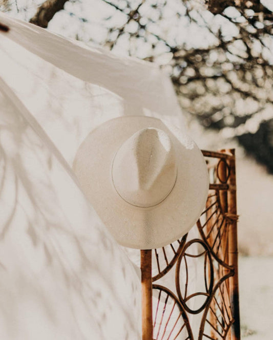 WEST VON - Blake | Paper Straw Fedora Wide Brim Hat | Cream: Small
