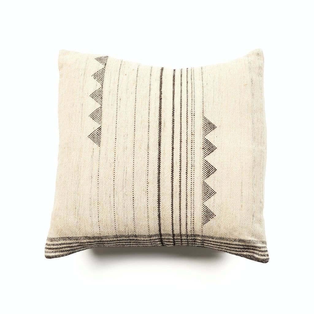 Kora Handloom Large Ecru Textured Pillow Cover with feather fill