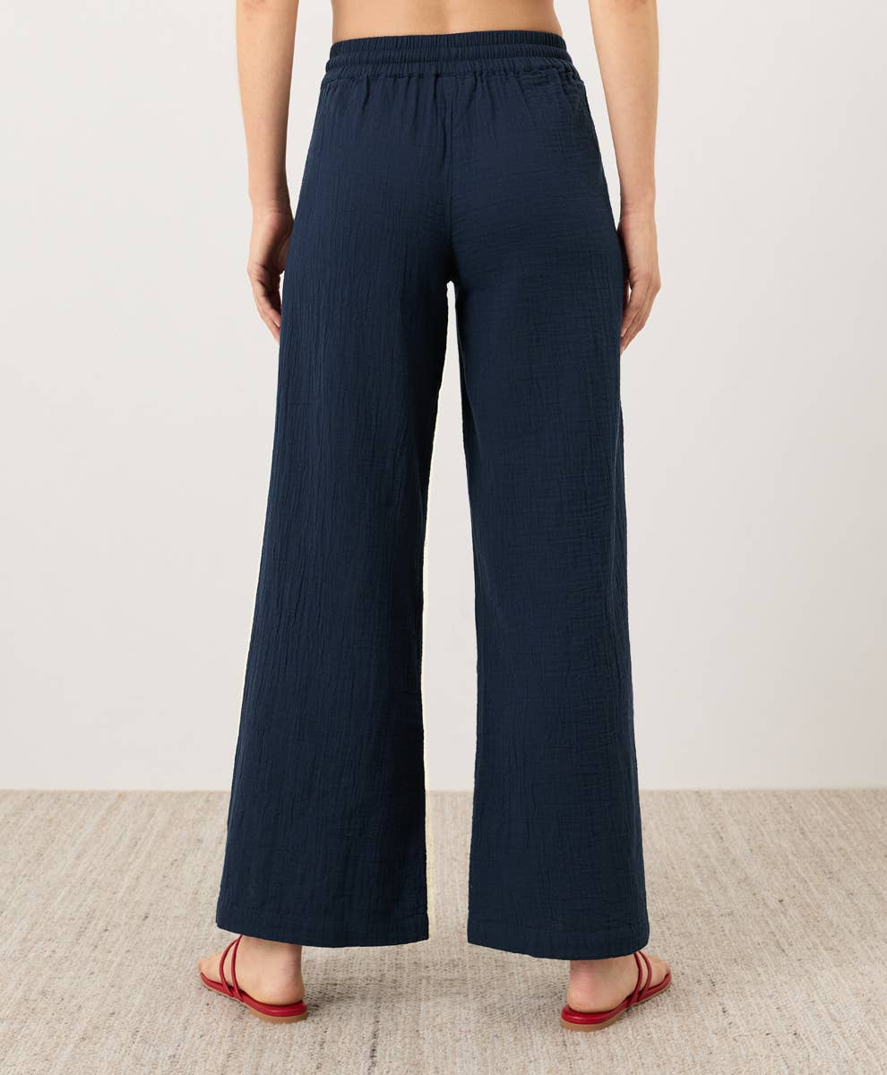 Pact - Women's Coastal Double Gauze Split Hem Pant: Navy / Extra Small