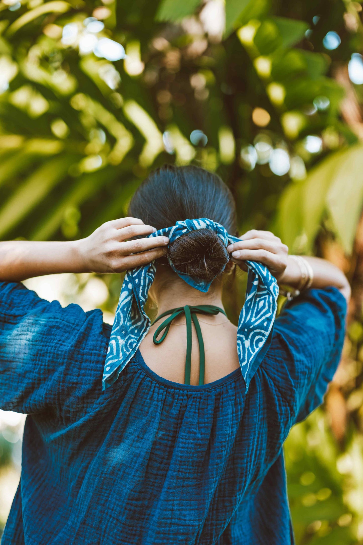 Indigo Gauzy Organic Cotton Bandana