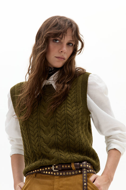 Otto Wool Blend Knitted Vest - Forest Green