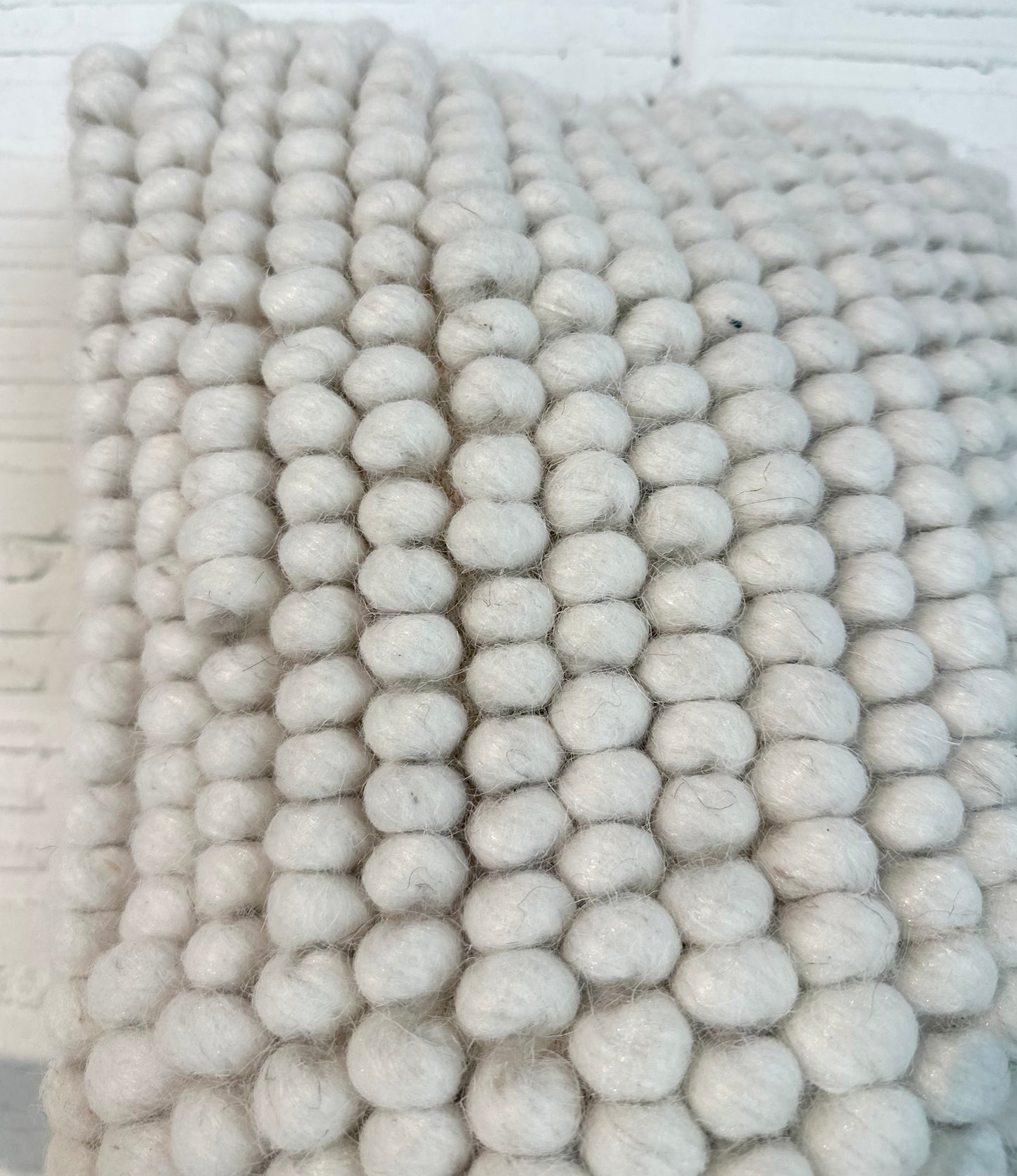 Handmade Ivory Nubby Throw Lumbar Pillow Cover with Insert
