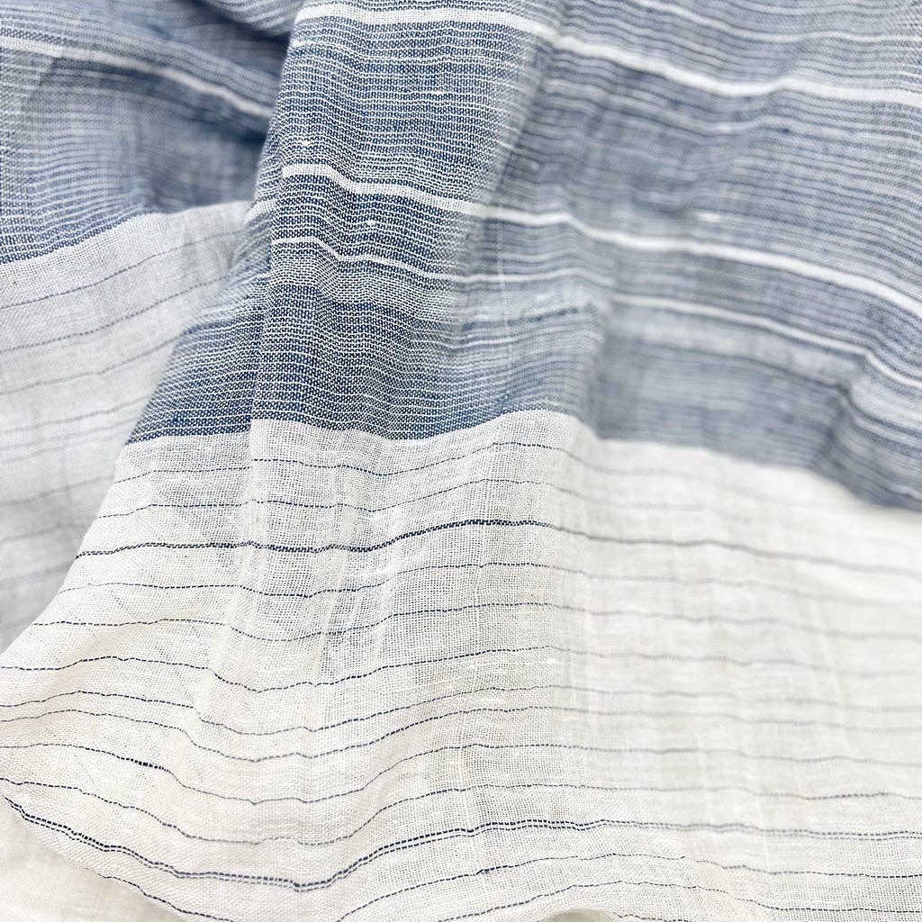 SLATE + SALT - Linen Cotton Blend Wrap Scarf: Denim