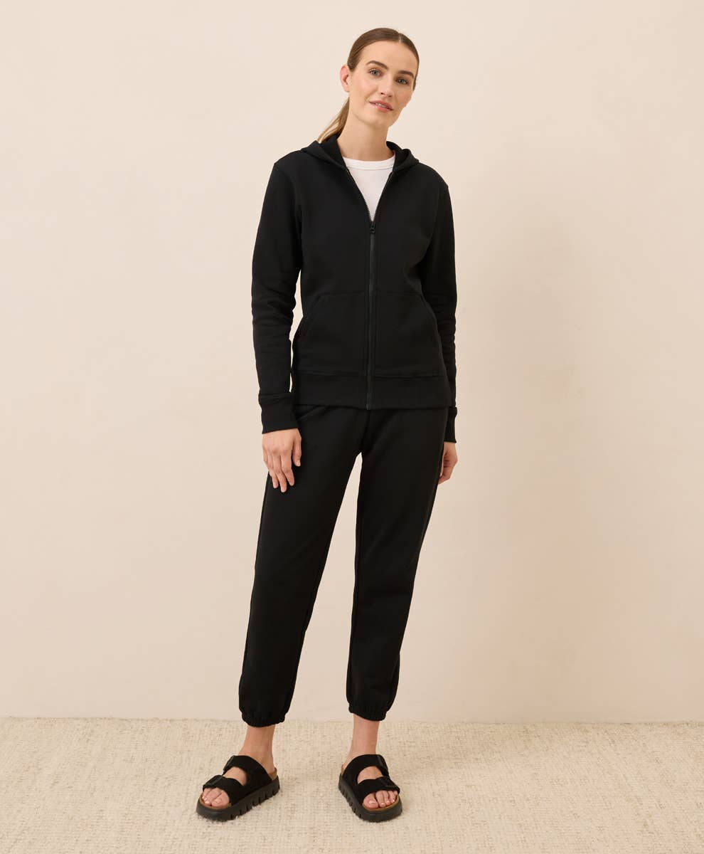 Kimmie Brushed Fleece Sweat Pant: Organic Cotton in Black