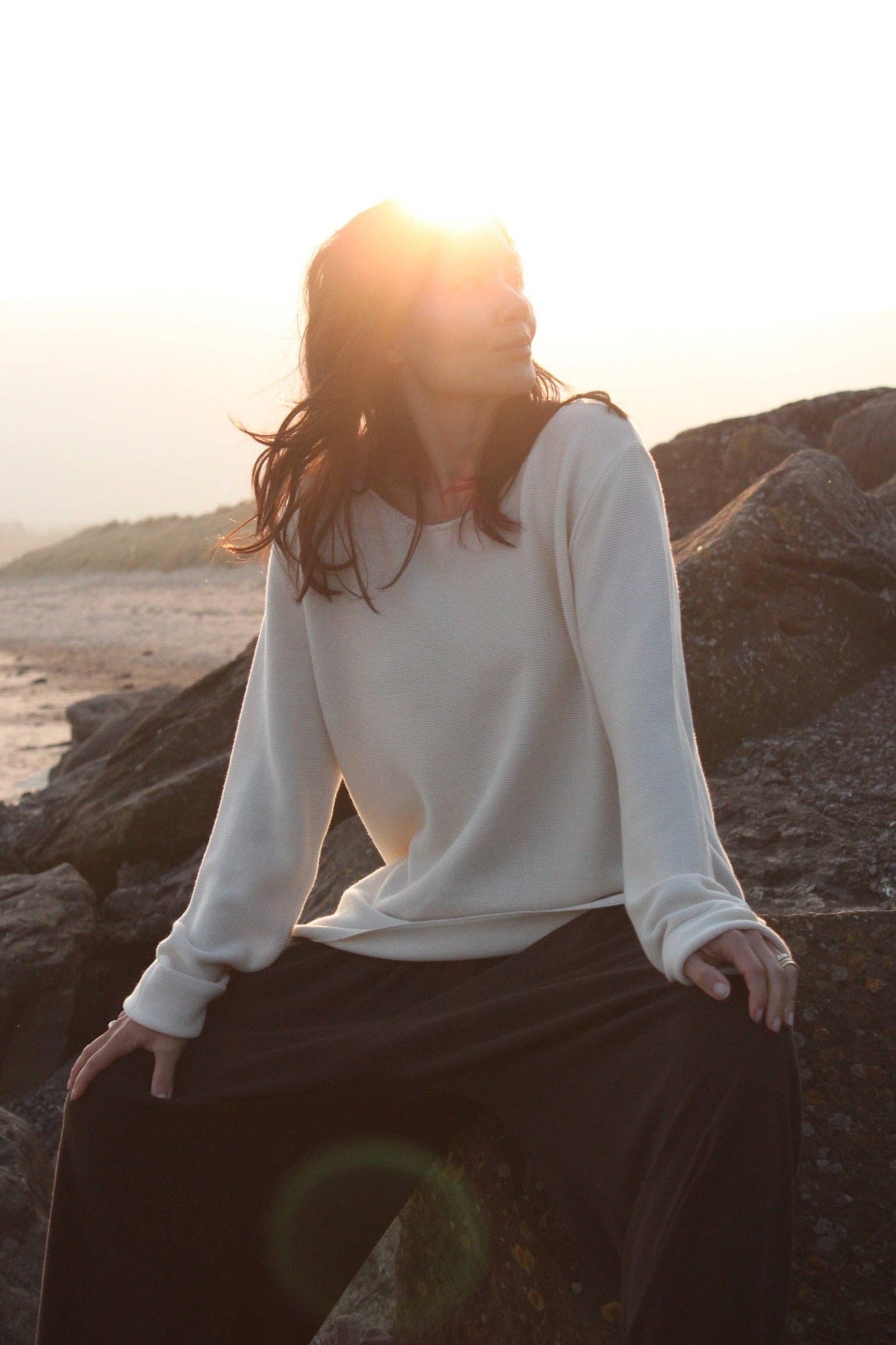 Calli Cotton Seed Stitch Top: Free FIt Size in Onyx or Natural