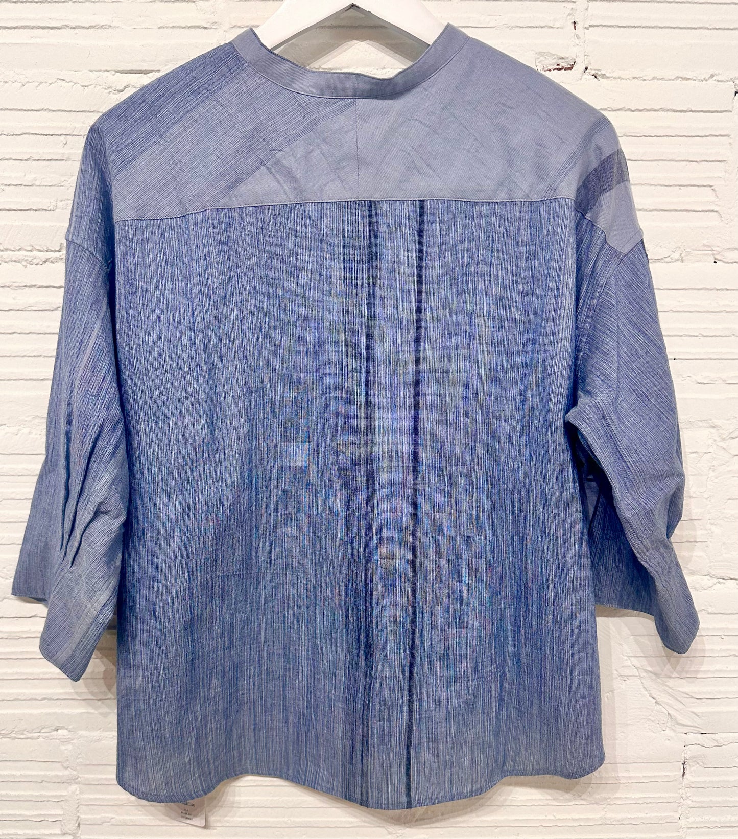 Flat Thin Collar Button Up, Organic Cotton Tamaki Niime