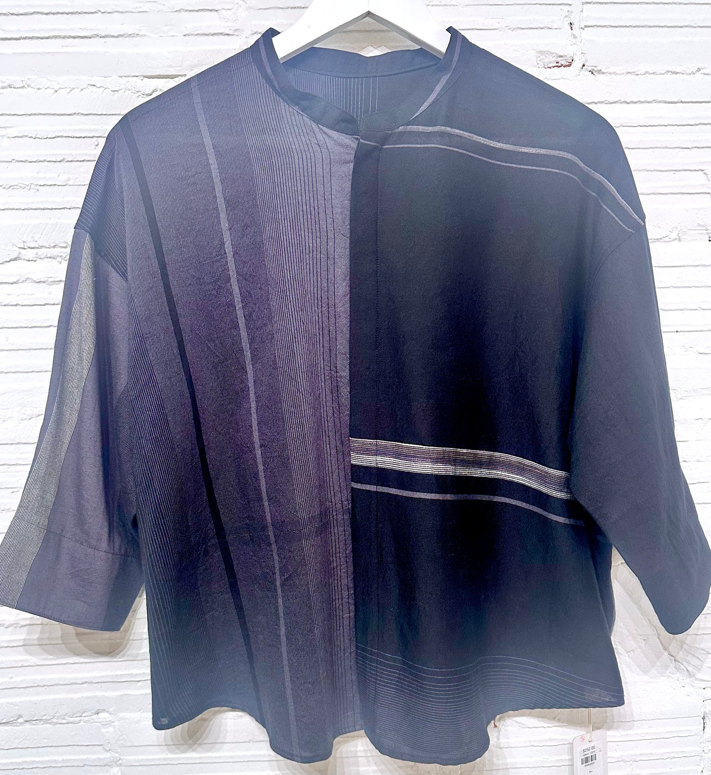 Flat Thin Collar Button Up, Organic Cotton Tamaki Niime