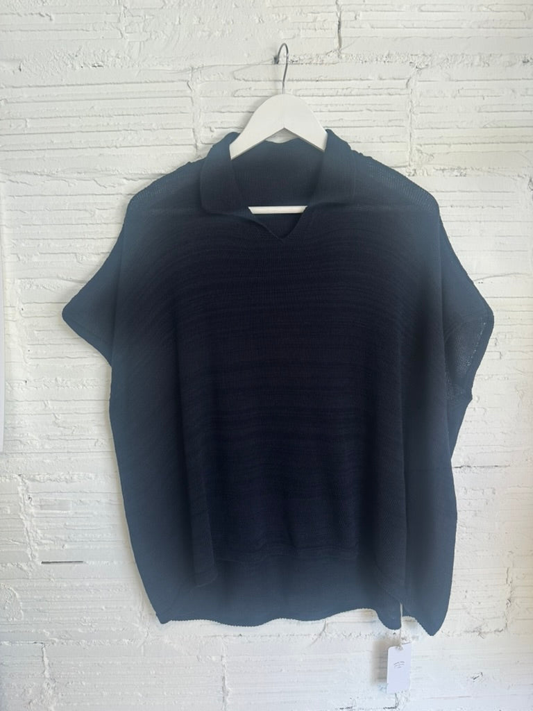 Knit Drape Polo top from Tamaki Niime