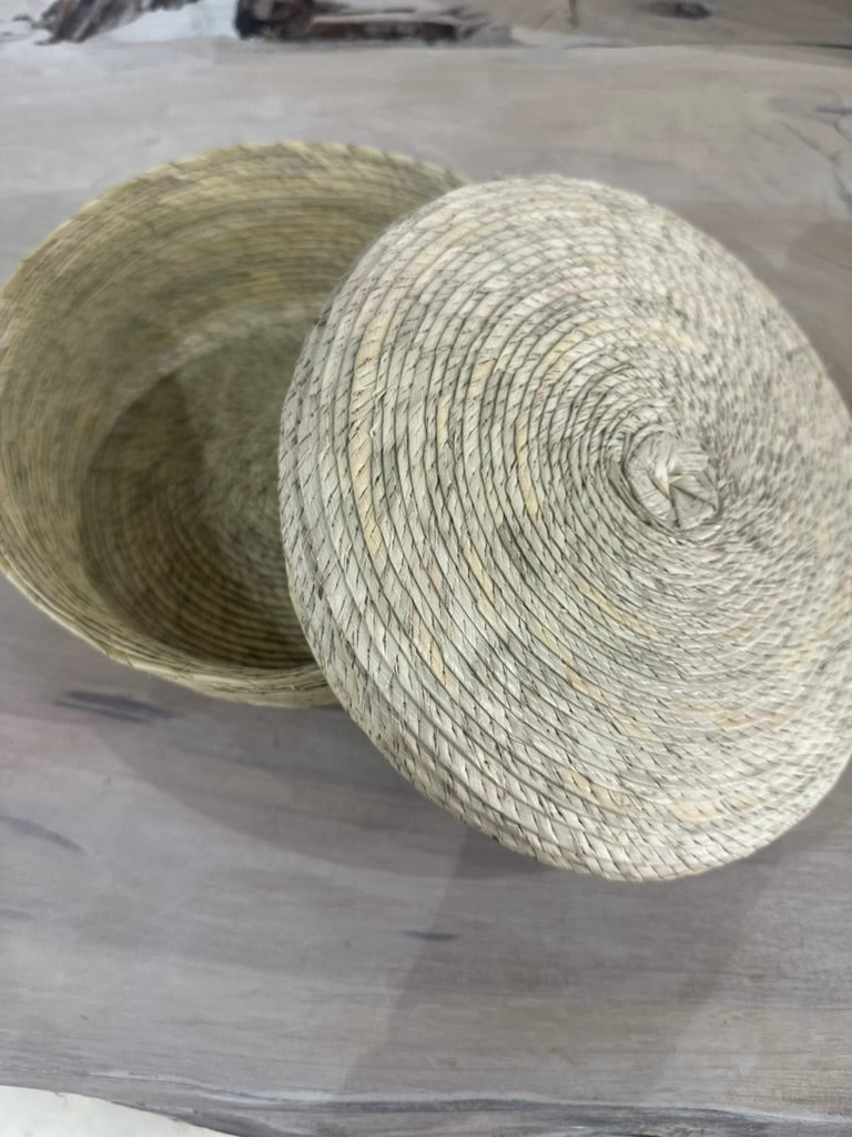 Palm Tortillero Lidded Basket from Nopal, Mexico