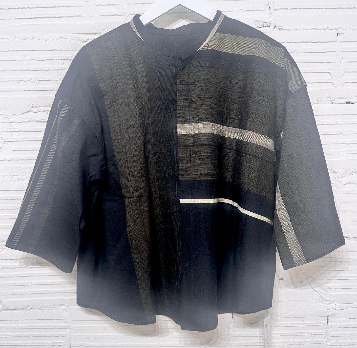 Flat Thin Collar Button Up, Organic Cotton Tamaki Niime