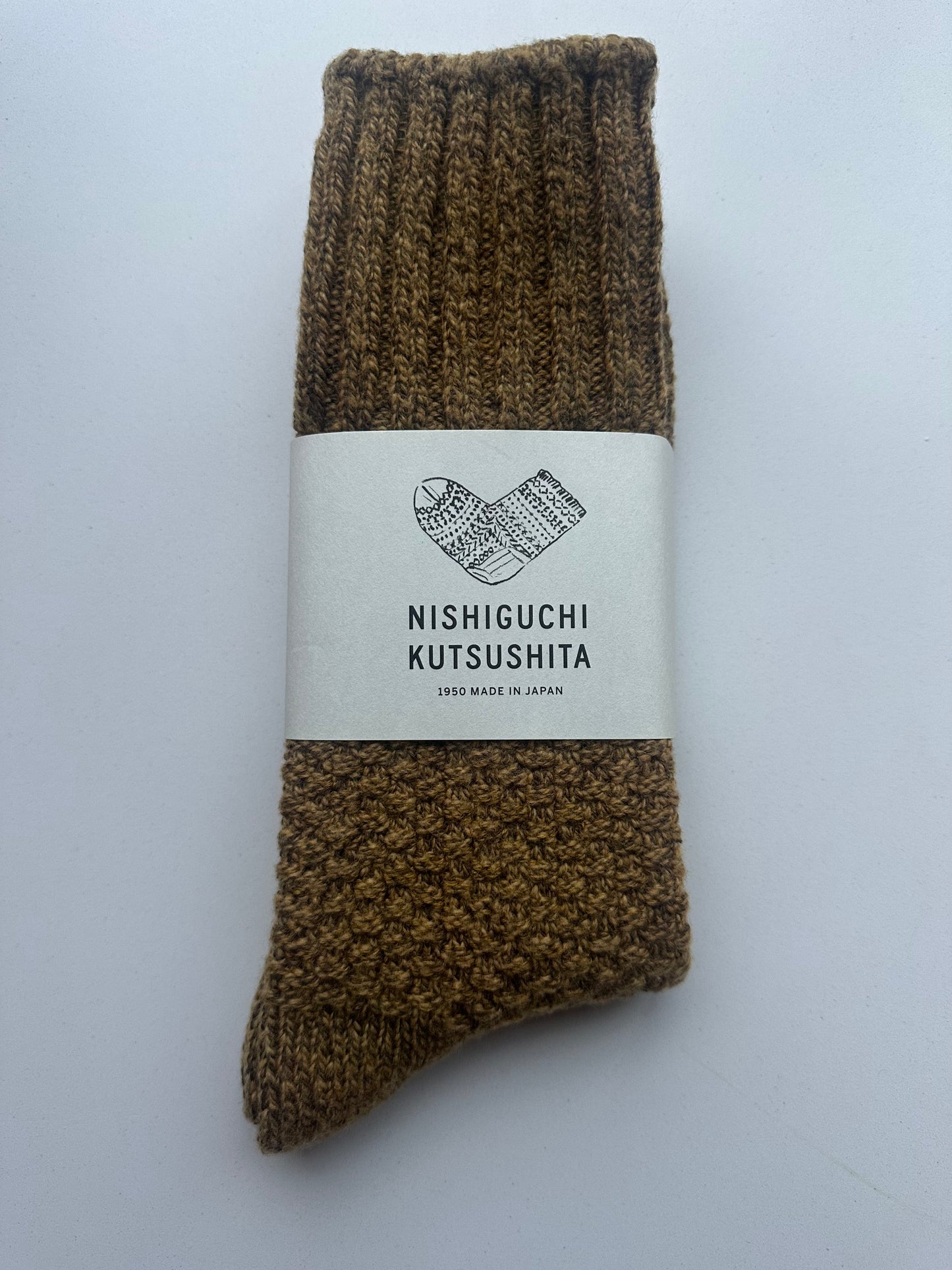 NISHIGUCHI KUTSUSHITA - NK0701 Wool Cotton Boots Socks: Mustard / S (USM5-7/USW6-8/EUR36-40)