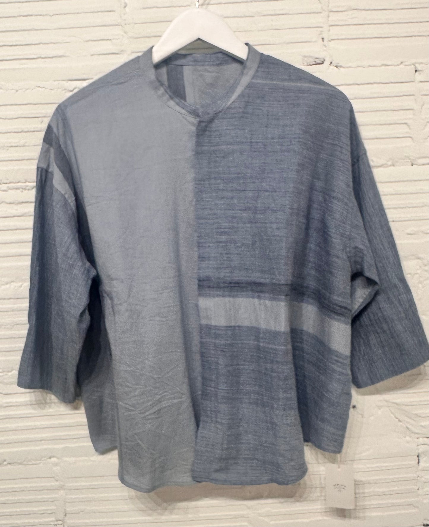 Flat Thin Collar Button Up, Organic Cotton Tamaki Niime