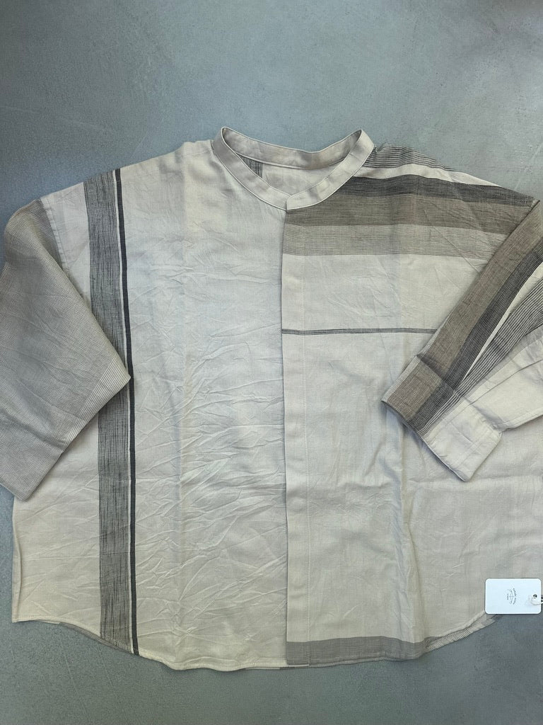 Flat Thin Collar Button Up, Organic Cotton Tamaki Niime