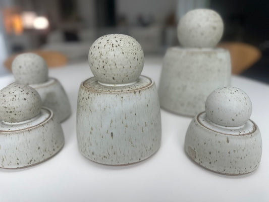 Alabaster White Stash Ceramic Jar Vessels : Small