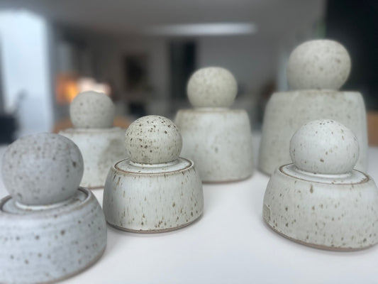 Alabaster White Stash Ceramic Jar Vessels : Small