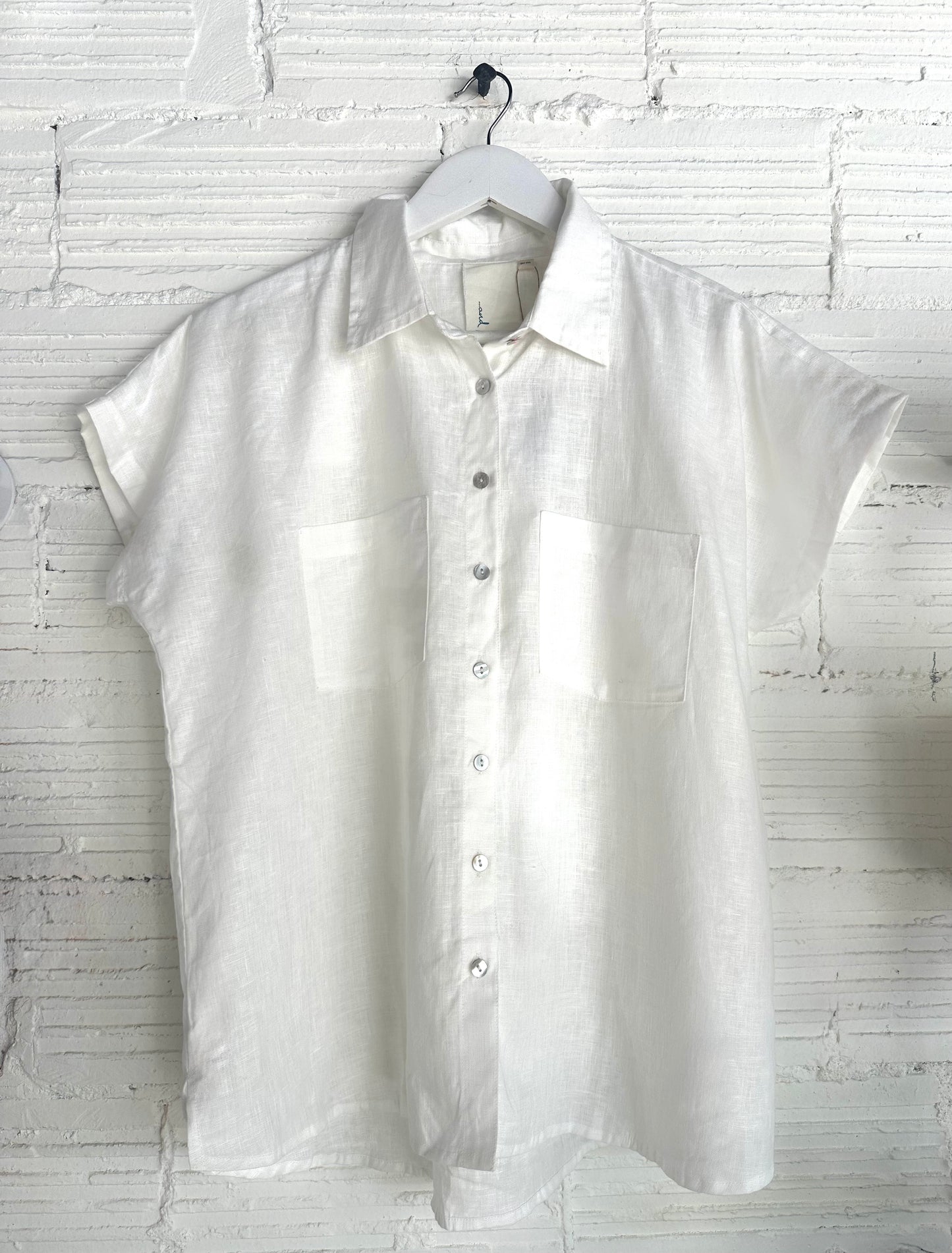 Linen Cap Sleeve Spring Shirt Large-XL
