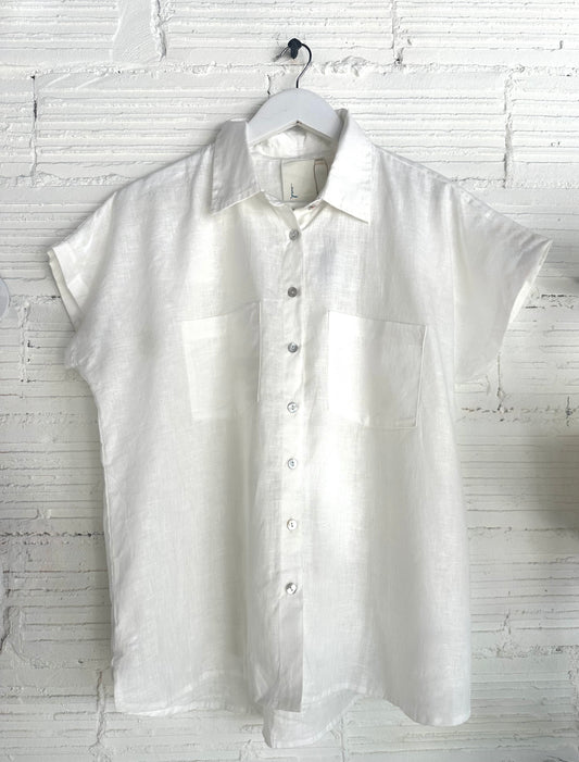 Linen Cap Sleeve Spring Shirt