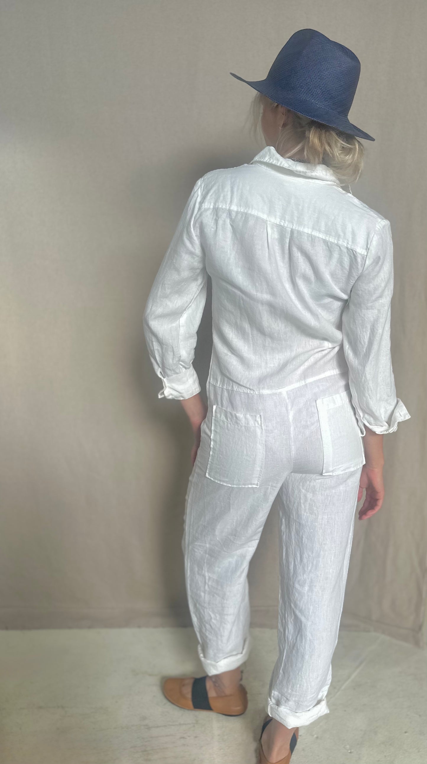 Isabelle Linen Jumpsuit: Milk / Medium
