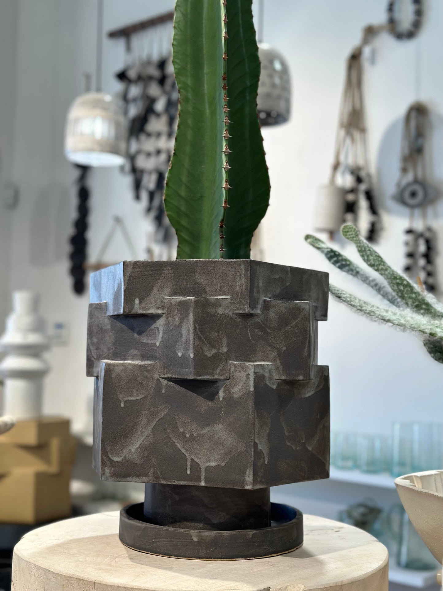 Acai Extra Large Hex Planter by legendary ceramicist, BZippy.
