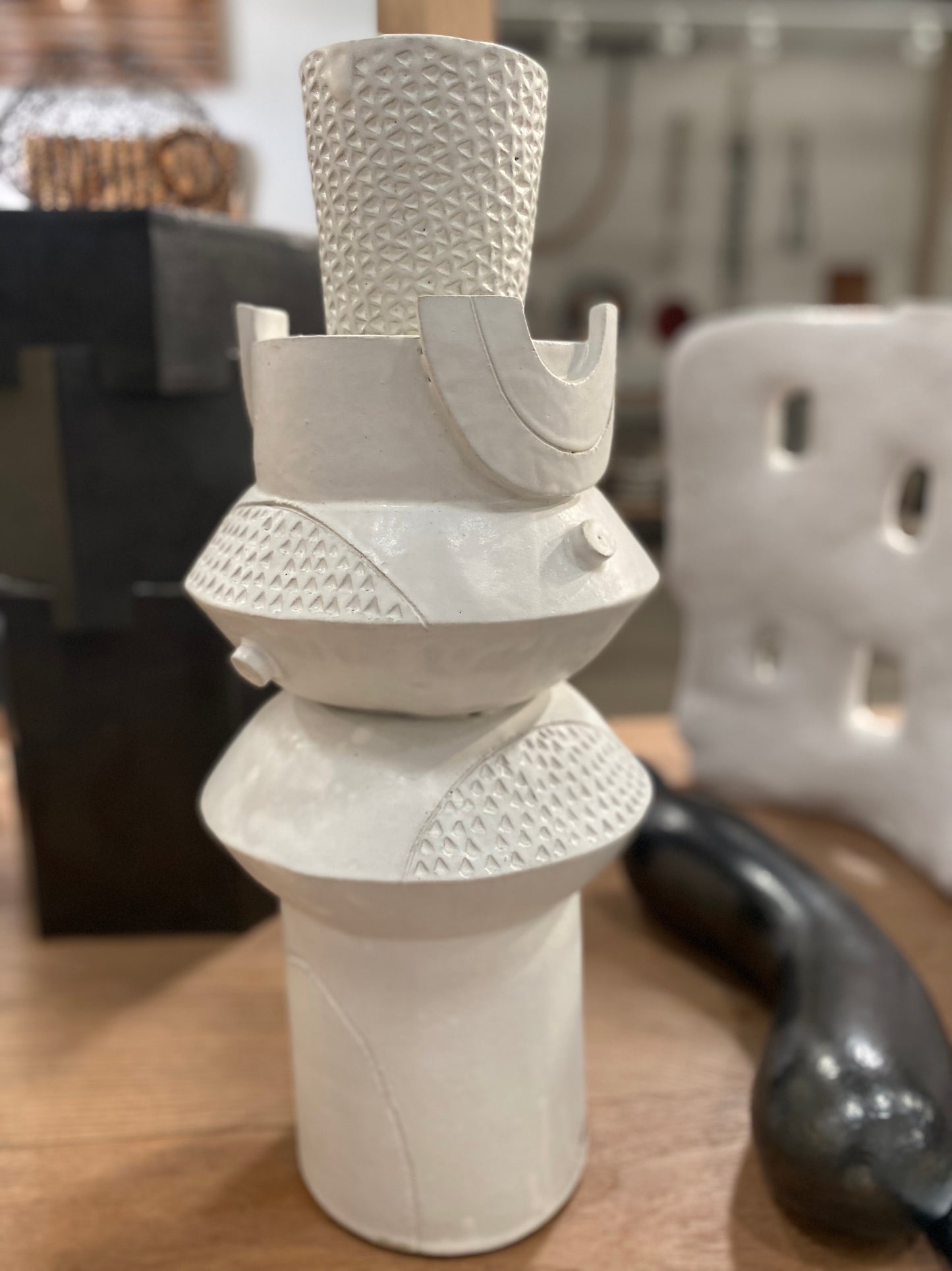 Futurist double oval tall planter vase by BZIPPY