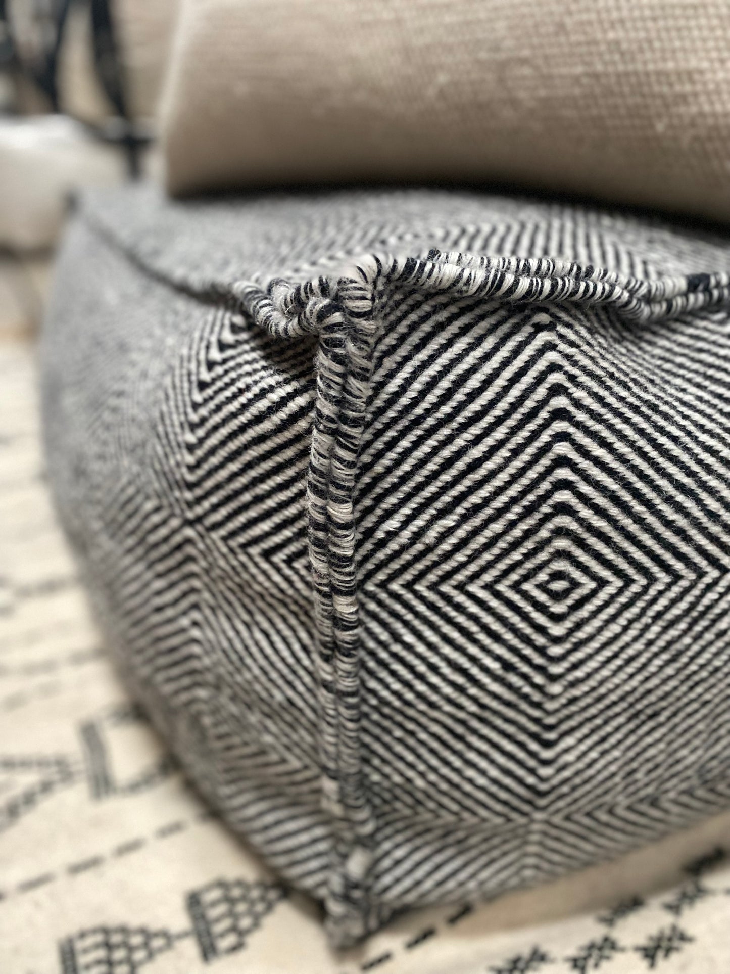 Gan Sail Ottoman by Hector Serrano in Black-cream 29"x29"x14"